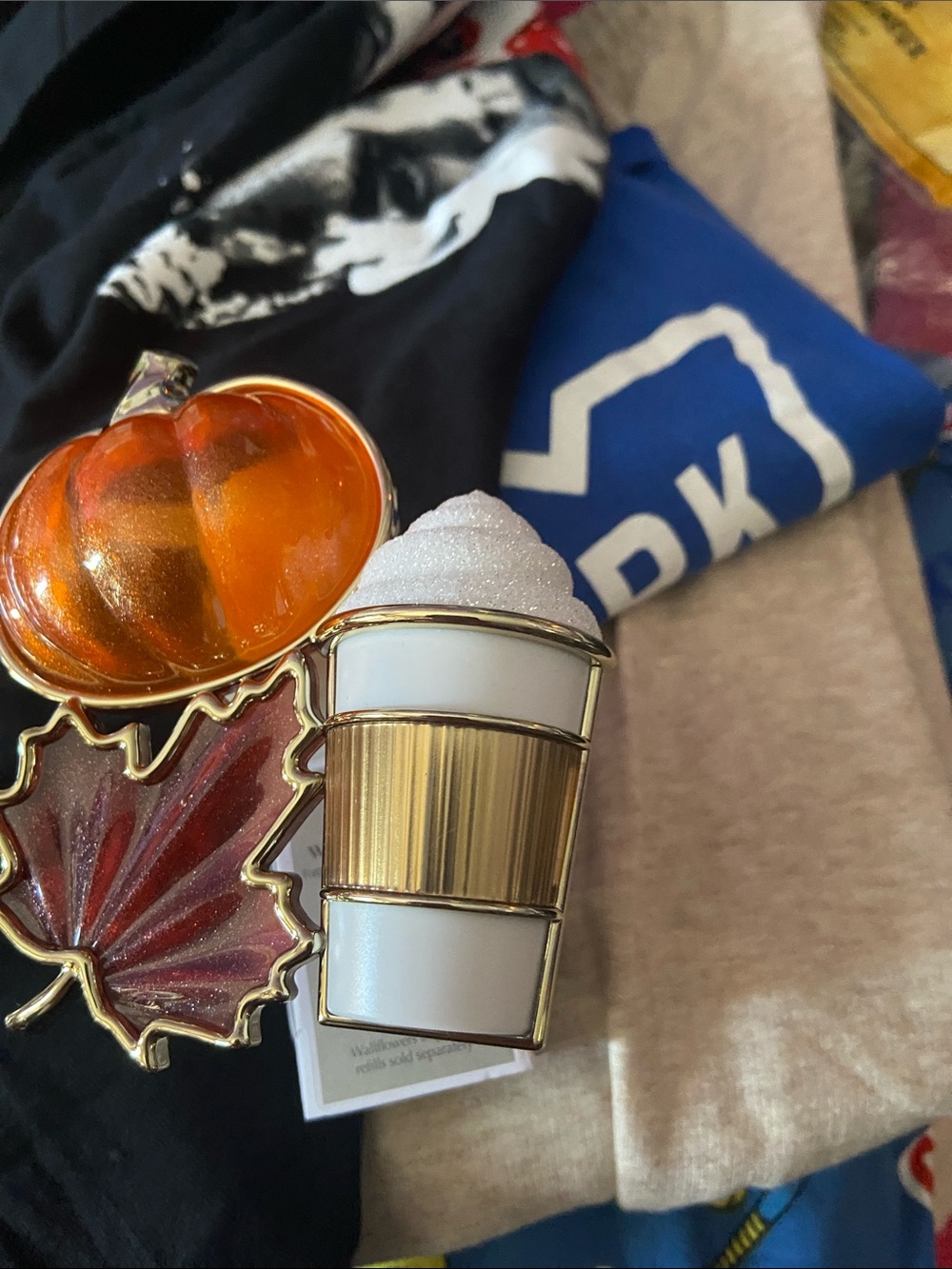 Festive White and Gold Pumpkin & Leaf Decorative light up wallflower